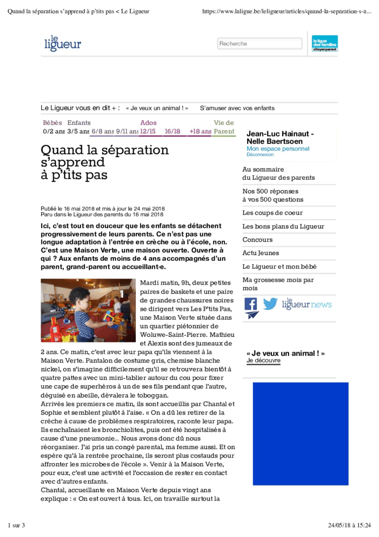 Quand la séparation s’apprend à P’tits Pas